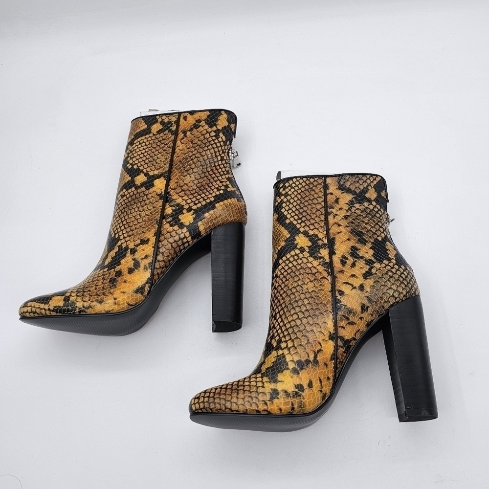 Aqua Womens Soren Leather Snakeprint High Heeled Boots Yellow 5.5 - Picture 11 of 13